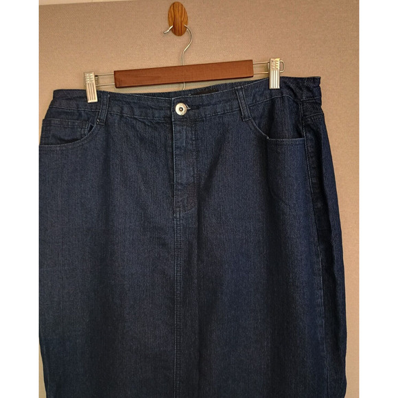 Ashley Stewart Skirt Women 14W Blue Boho Chic Maxi Distressed Bottom Y2K Pockets - Picture 4 of 9